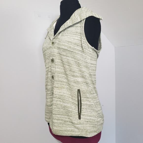 Matilda Jane Vest Green Marled Sweater Sleeveless Button Front Shawl Collar Sz S - Picture 6 of 15
